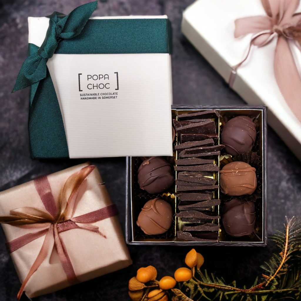 Box of sustainable corporate chocolate gifts